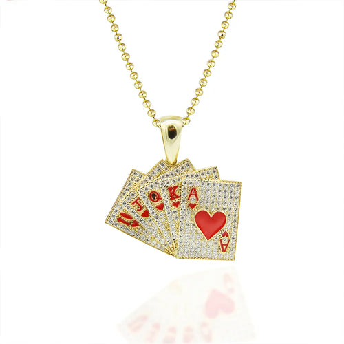 14K Solid Gold Poker Necklace