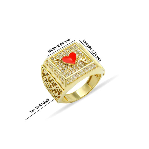 14K Solid Gold Poker Ring