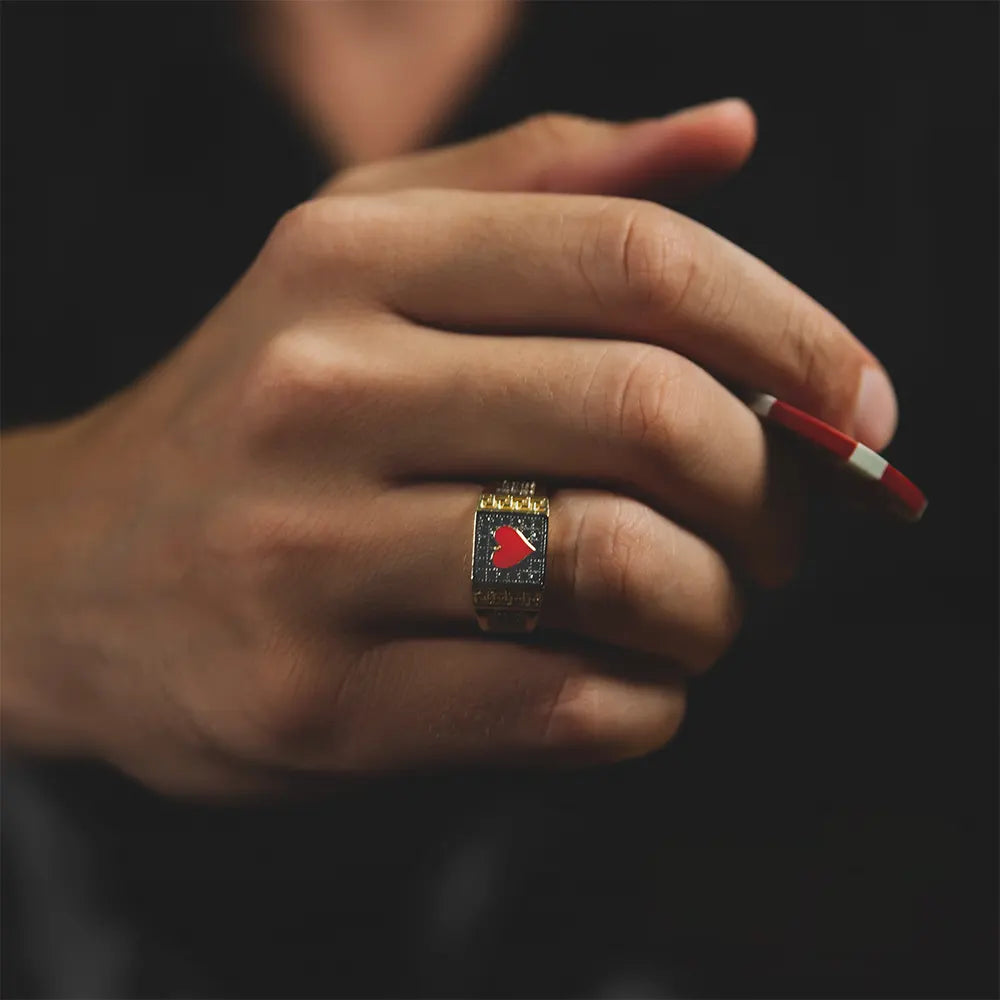 14K Solid Gold Poker Ring