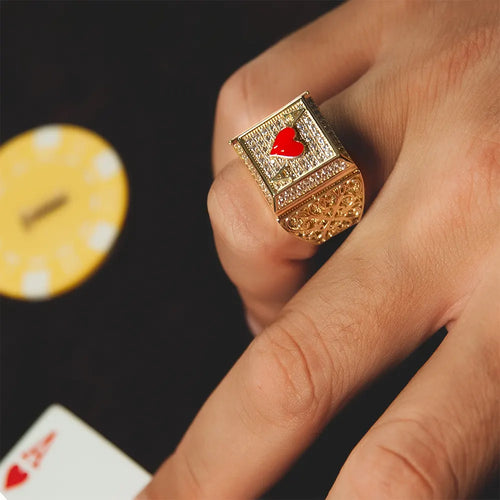 14K Solid Gold Poker Ring