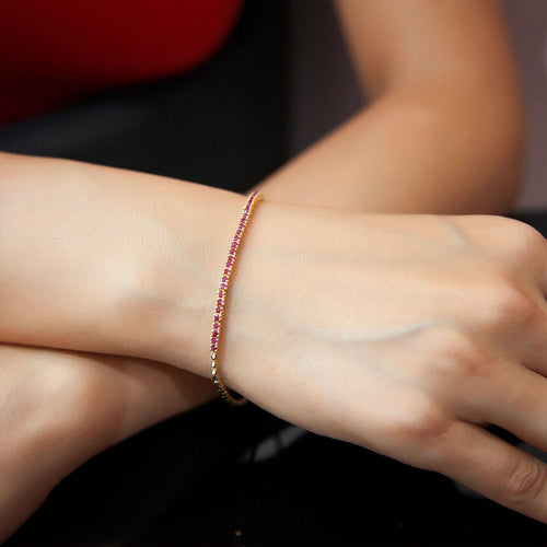 14K Solid Gold Ruby Bracelet