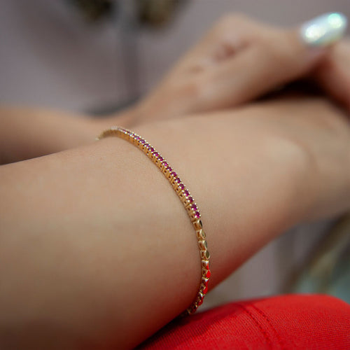 14K Solid Gold Ruby Bracelet