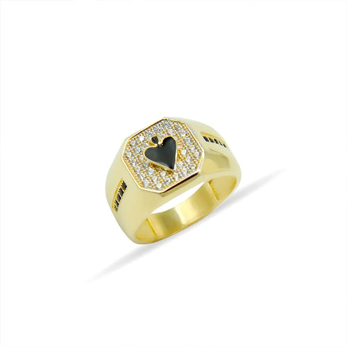 14K Solid Gold Spades Poker Ring