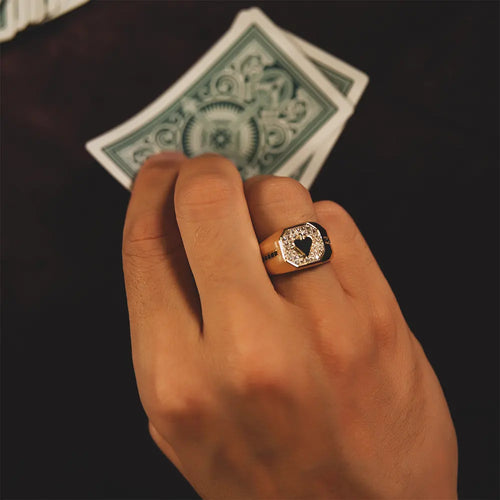 14K Solid Gold Spades Poker Ring