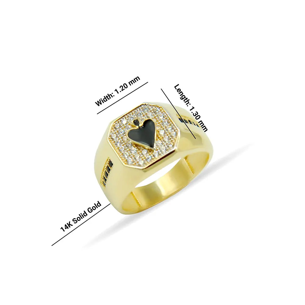 14K Solid Gold Spades Poker Ring