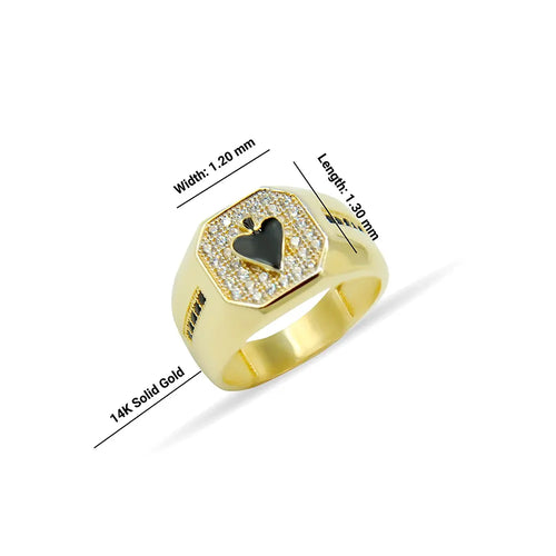 14K Solid Gold Spades Poker Ring