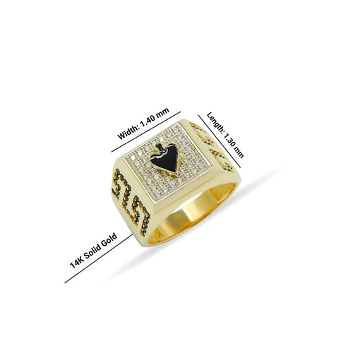 14K Solid Gold Spades Ring