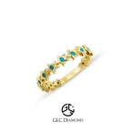 14K Solid Gold Star Shaped Eternity Band Ring