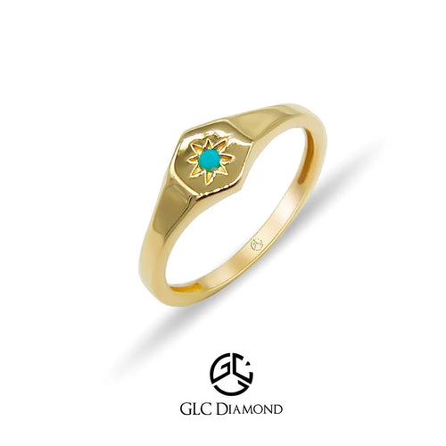 14K Solid Gold Sun Ring