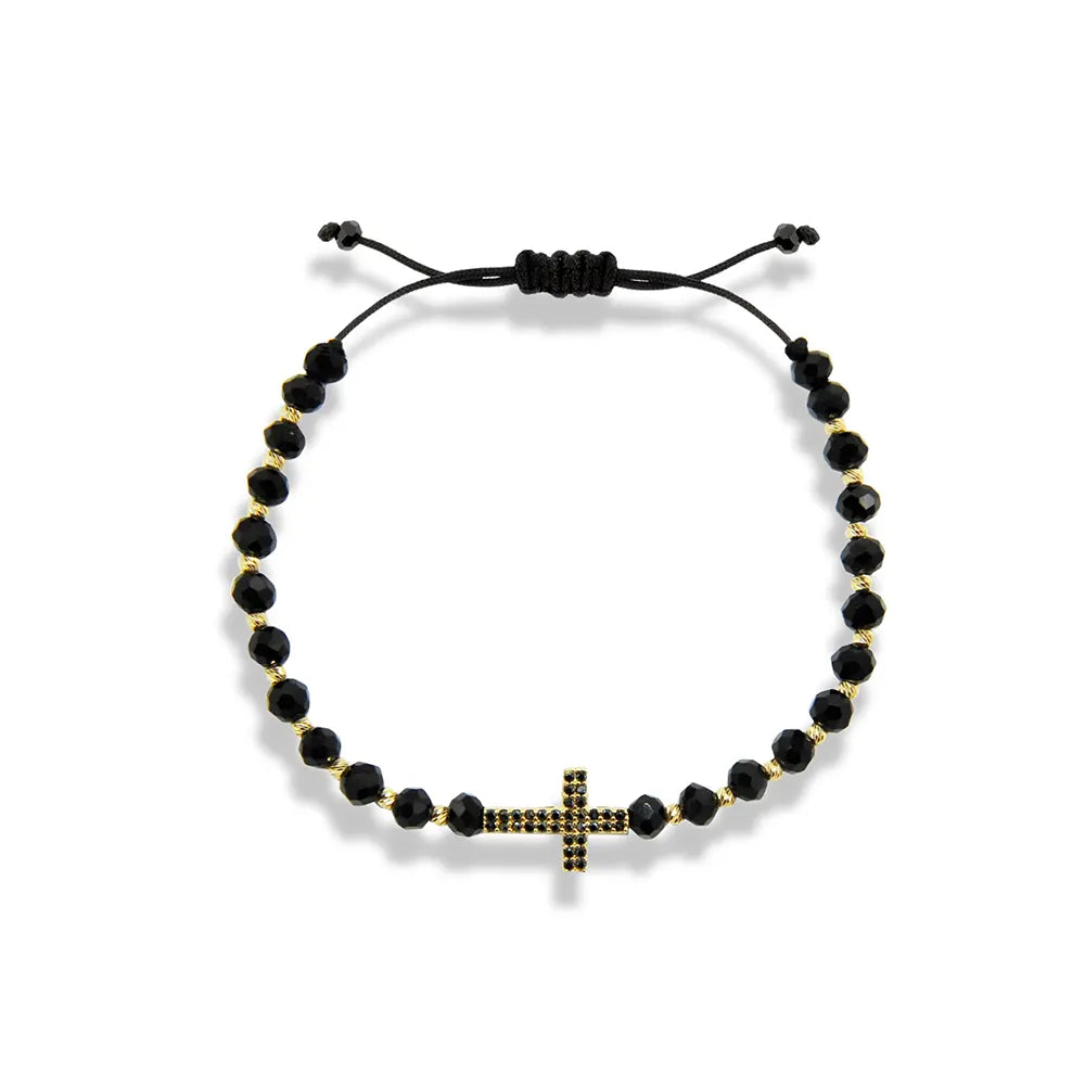 14K Solid Gold Unisex Cross Bracelet