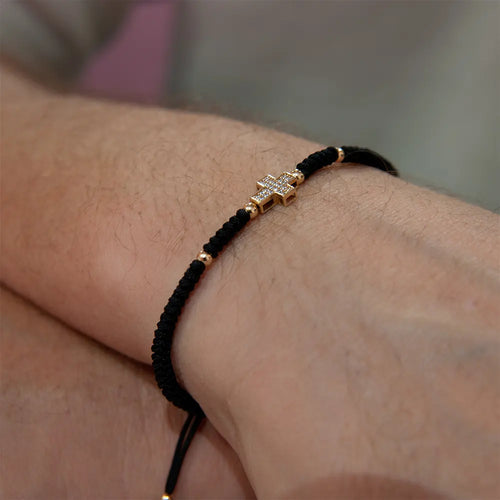 14K Solid Gold Unisex Cross Braided Bracelet