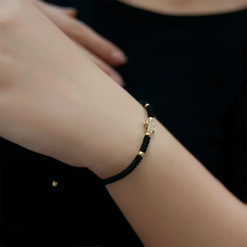 14K Solid Gold Unisex Cross Braided Bracelet