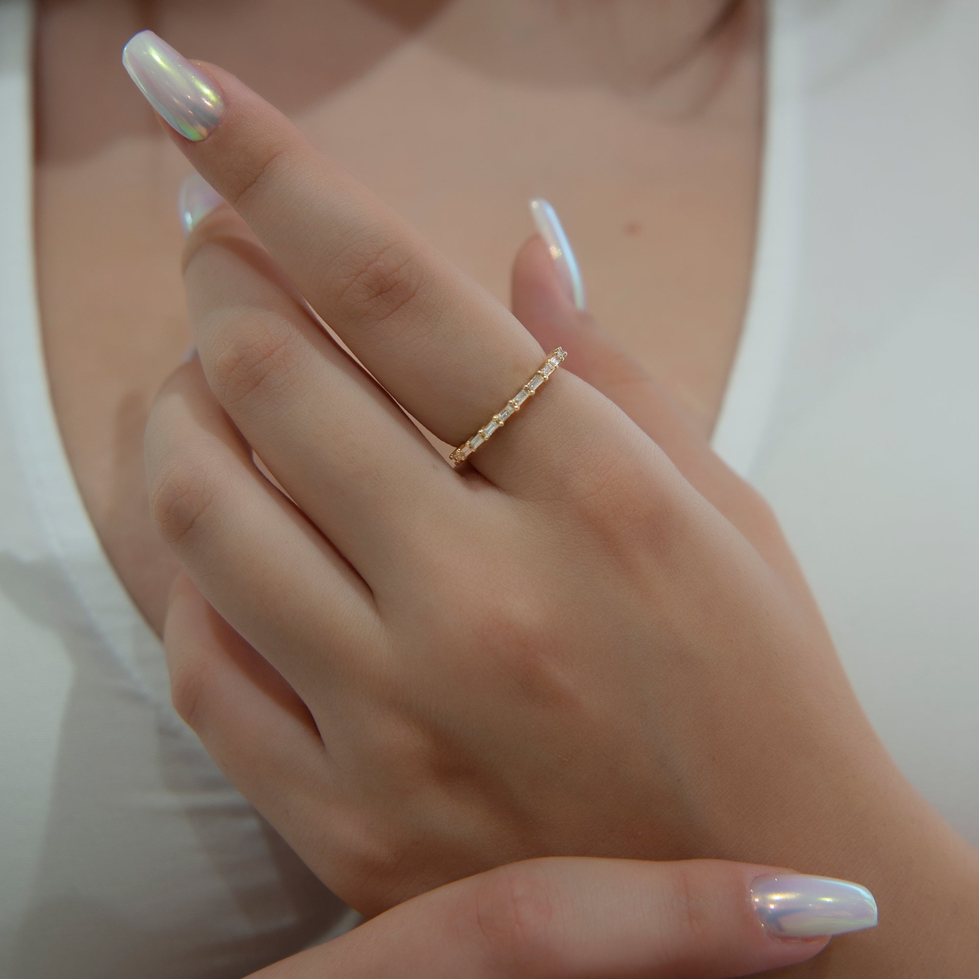 14K Gold Diamond Baguette Eternity Ring