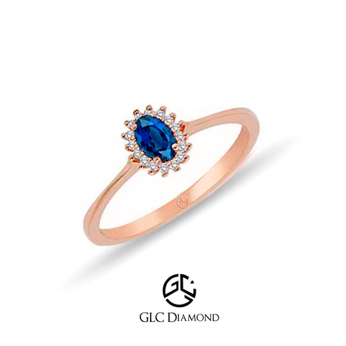 14K Solid White Gold Diamond Sapphire Ring