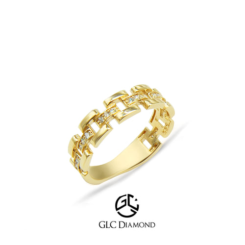 14K Gold Geometric Diamond Ring