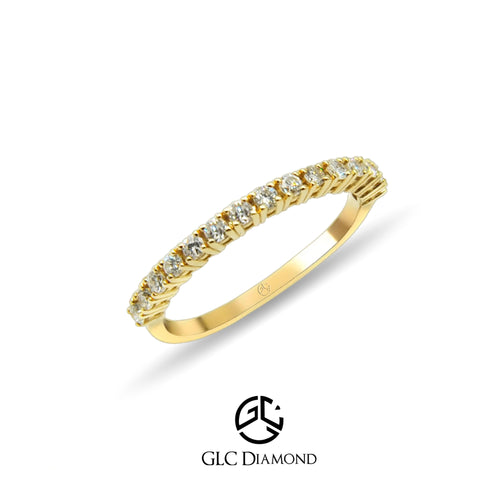 0.30 Carat Half Eternity Wedding Band, 14K Solid Gold Diamond Wedding Ring