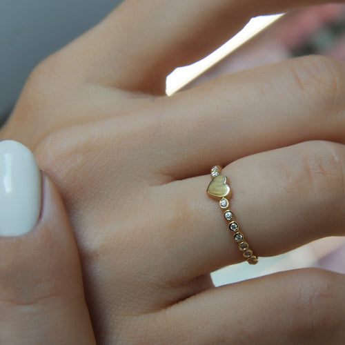 14K Gold Diamond Heart Ring