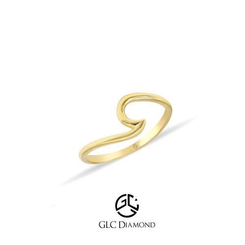 14K Solid Gold Wave Ring, Ocean Tide, Wavy Ring