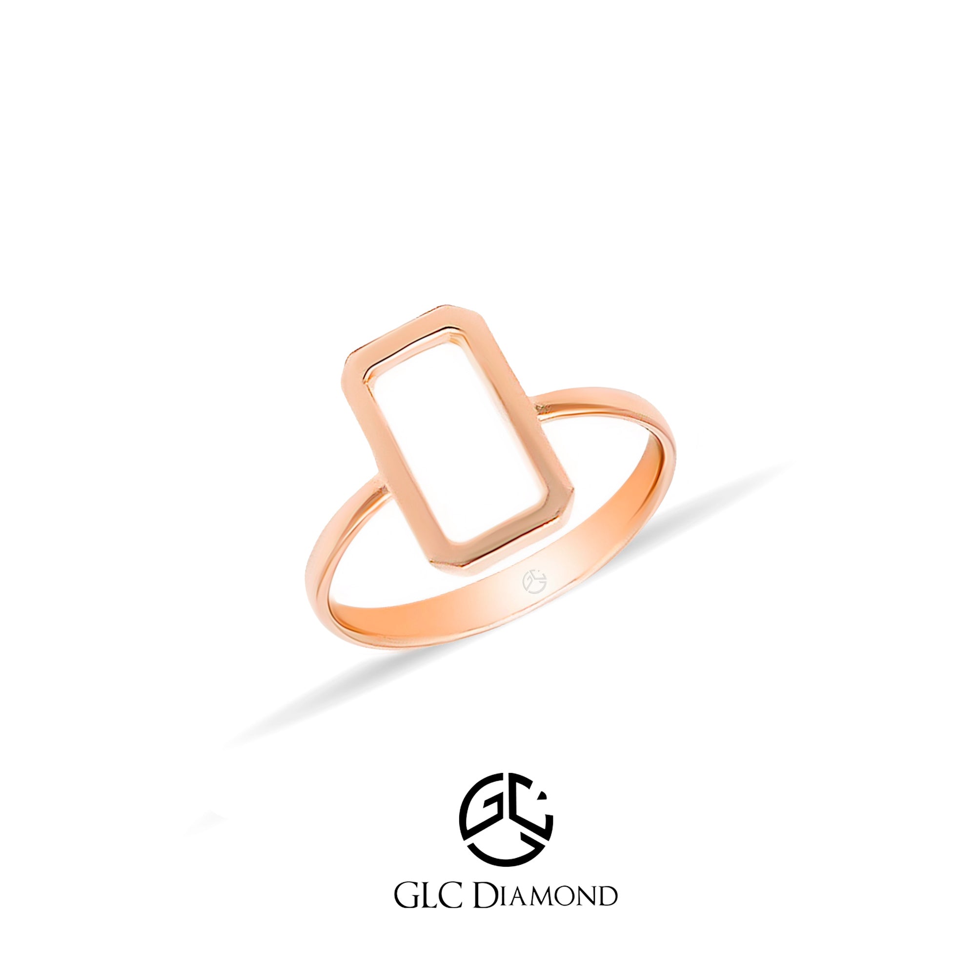 14K Solid Gold Ring, Frame Ring, Geometric Ring