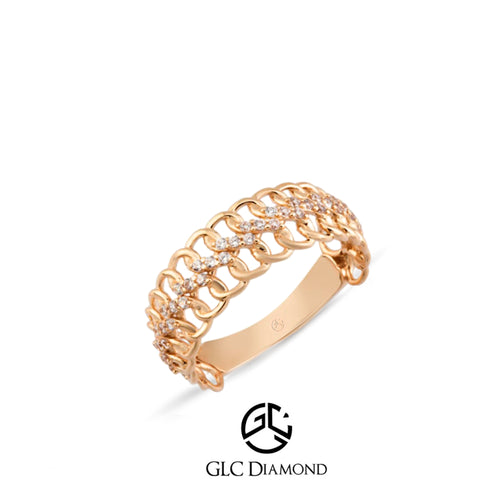 14K Gold Cuban Link Diamond Ring