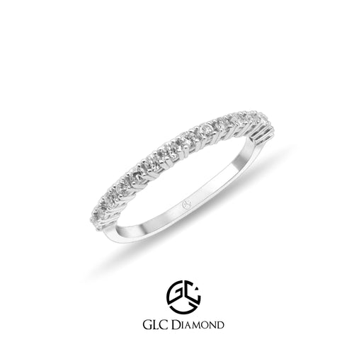 Half Eternity Diamond Ring, Women's Wedding Prong Set Band, 0,28 CT 14K White Gold Wedding Band