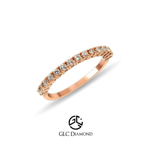 0.30 Carat Half Eternity Wedding Band, 14K Solid Gold Diamond Wedding Ring