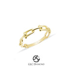 14K Solid Gold Open Link Ring, Gold Chain Ring