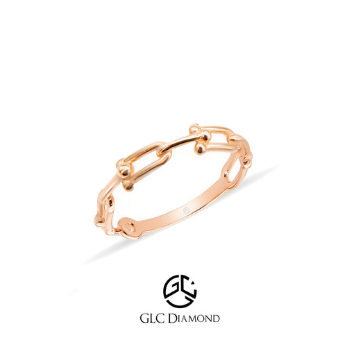 14K Solid Gold Open Link Ring, Gold Chain Ring