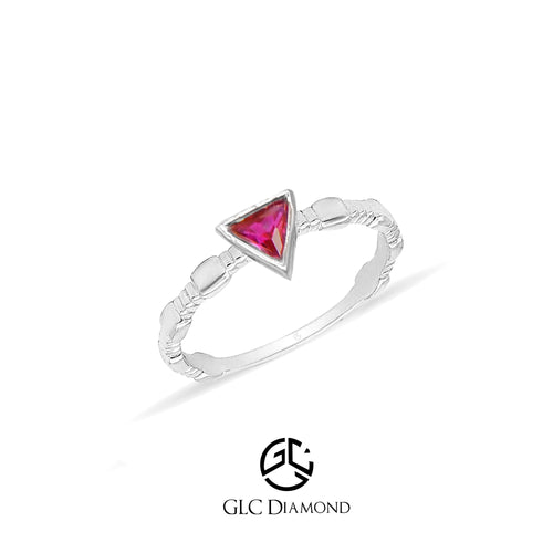 Ruby Color Triangle 14K Gold Ring