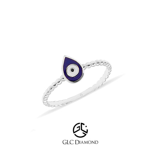 14K Solid Gold Evil Eye Ring, Energy Ring