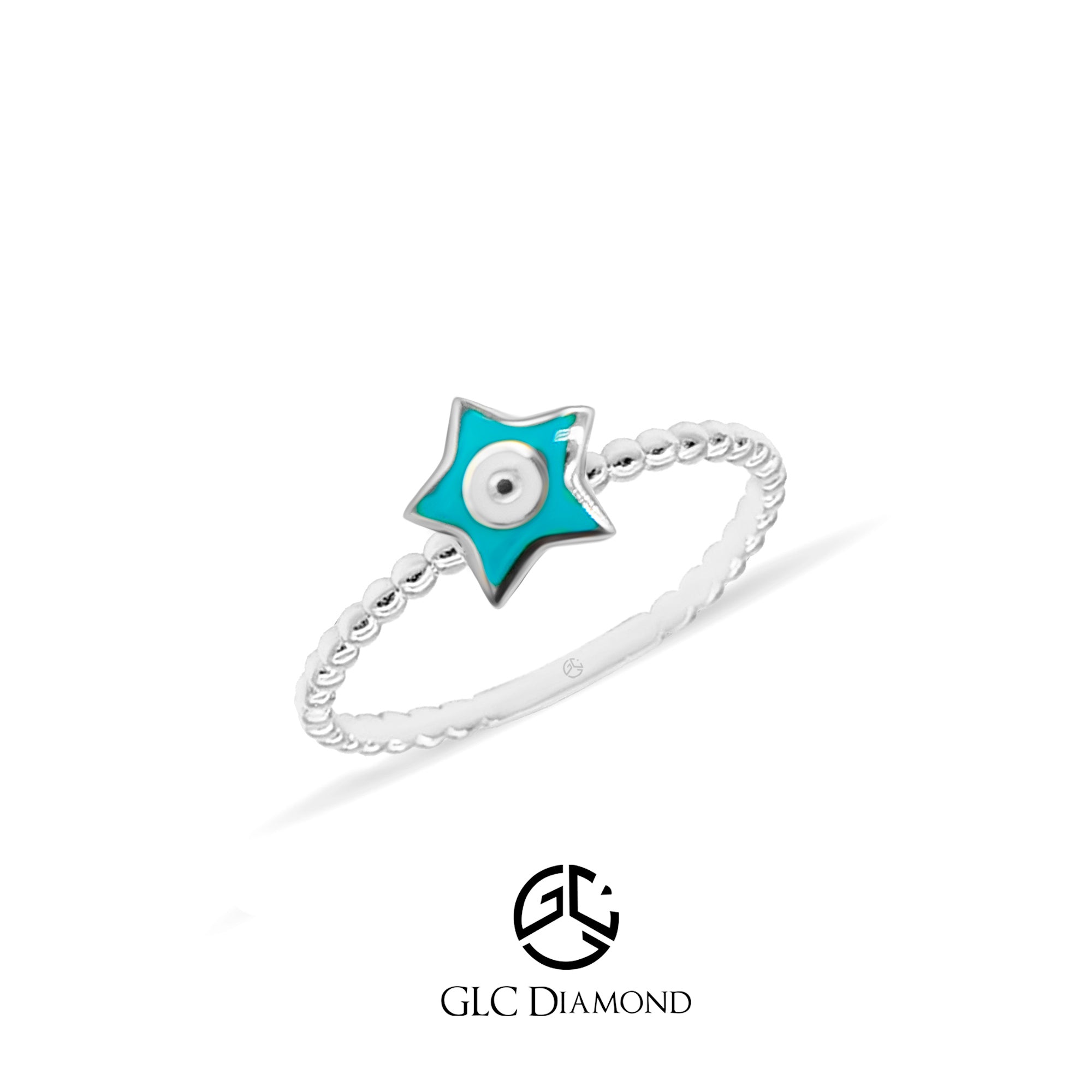 14K Gold Star Evil Eye Ring