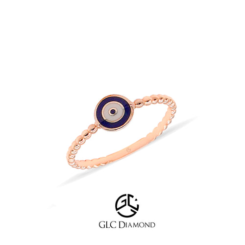 14K Gold Evil Eye Ring, Good Luck Ring, Positive Energy Ring