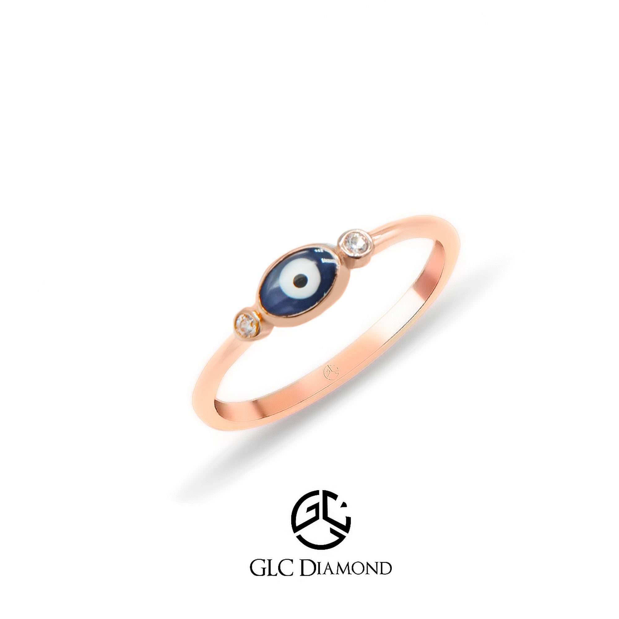 14K Yellow Gold Blue Evil Eye Ring