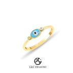 14K Rose Gold Evil Eye Ring with Diamonds