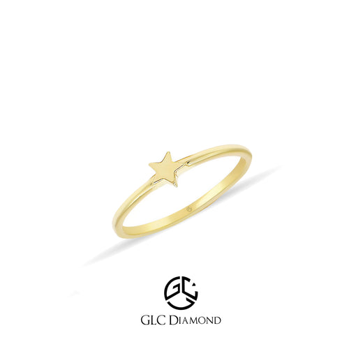 14K Solid Gold Mini Star Ring, Celestial Ring, Tiny Gold Star Ring