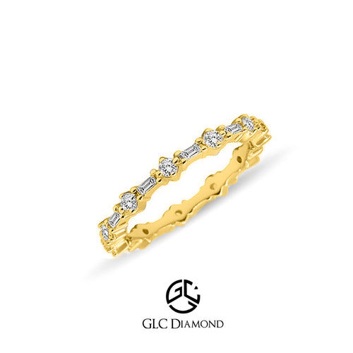 Handmade Baguette and Round Diamond Ring