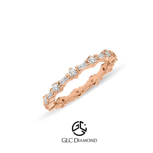 Handmade Baguette and Round Diamond Ring