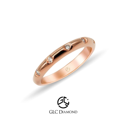 Flush Set Diamond Band, 14K Solid Gold Diamond Wedding Ring