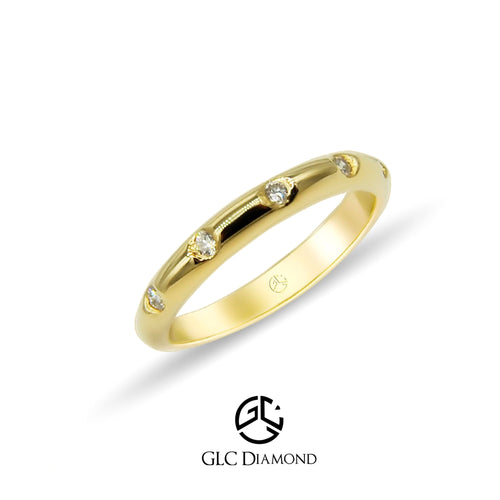 Flush Set Diamond Band, 14K Solid Gold Diamond Wedding Ring