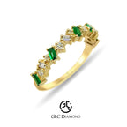 14K Gold Diamond Emerald Ring