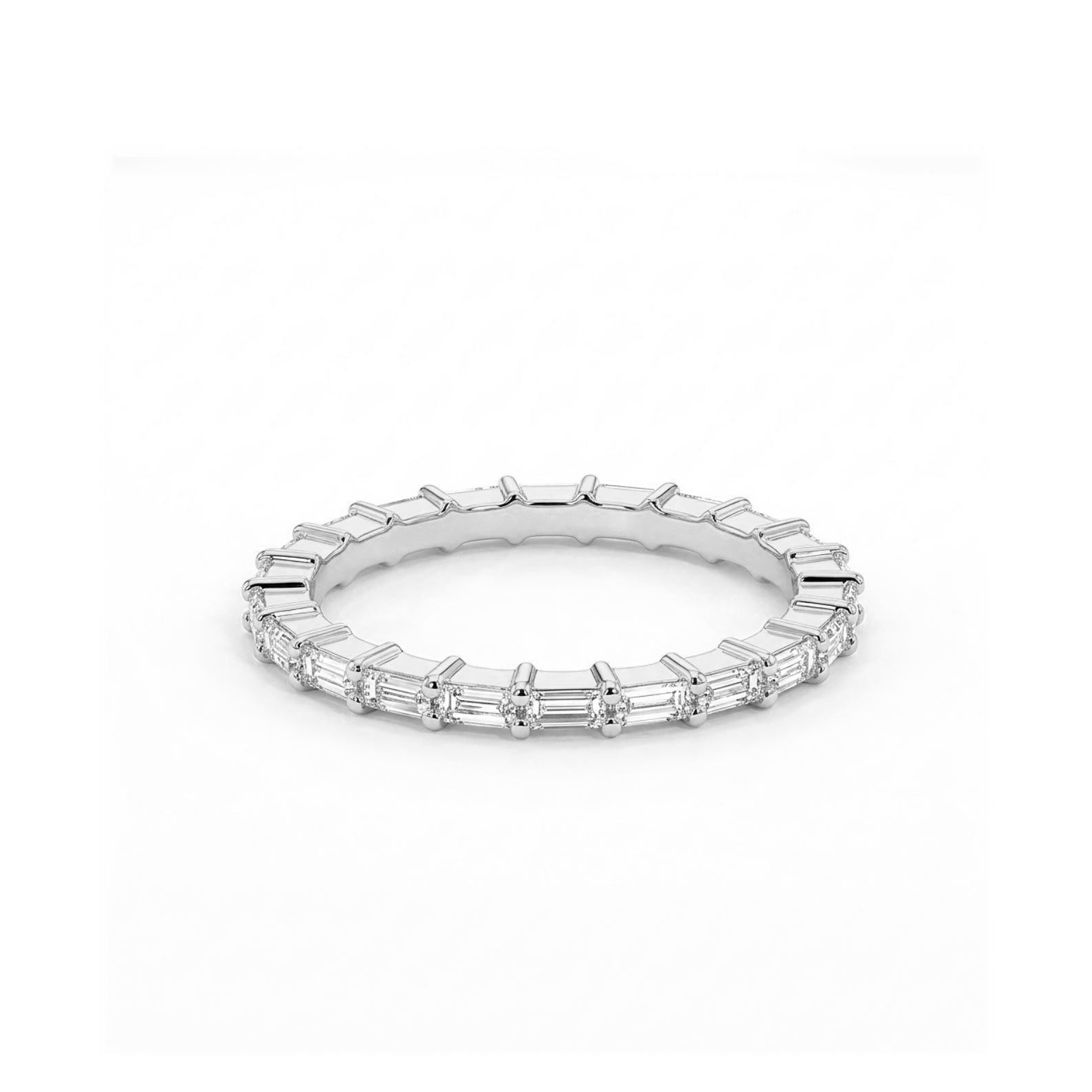 Full Eternity Wedding Band, 0,33 CT Baguette Cut Diamond Wedding Band