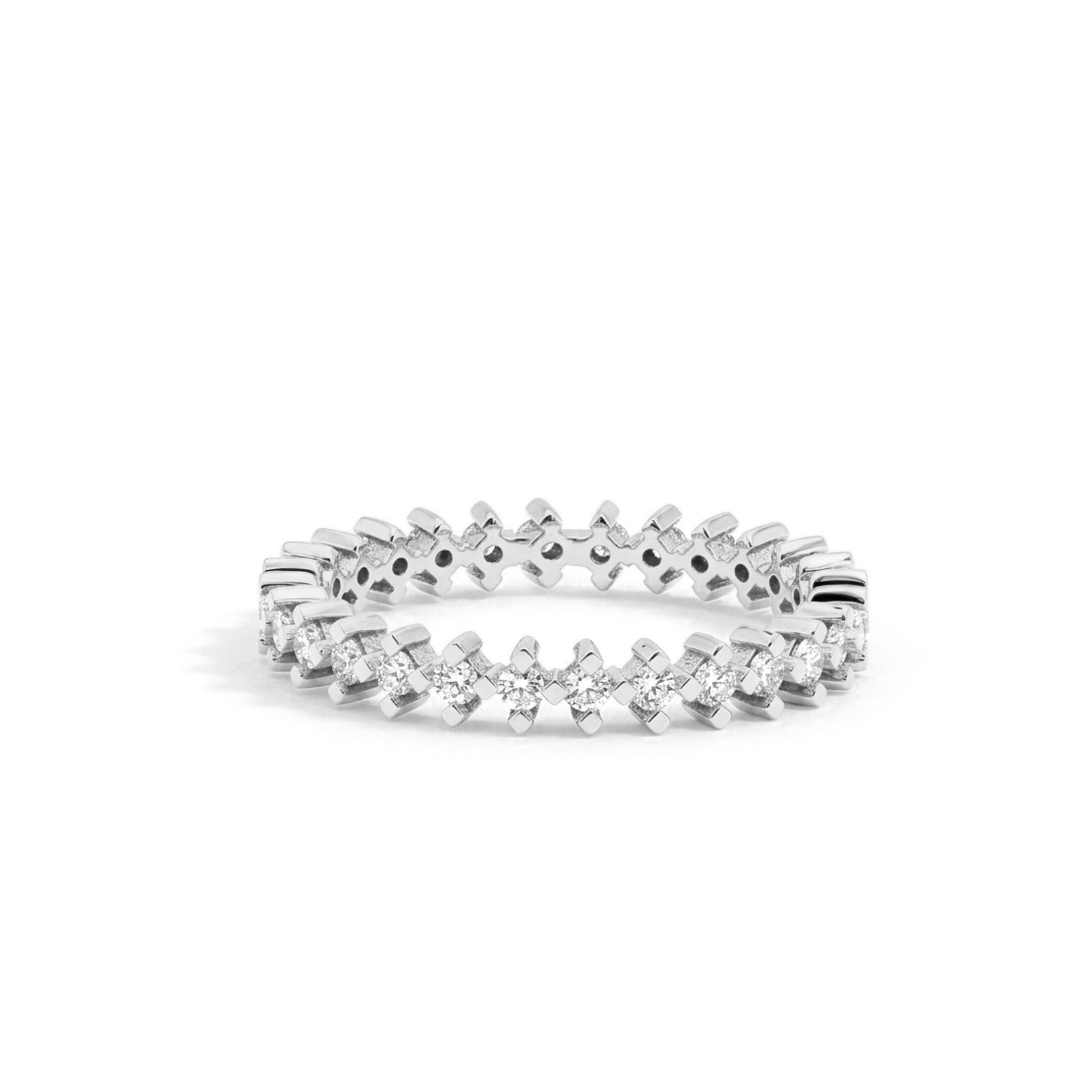 Unique Diamond Band, Dainty Eternity Ring, 0,43 CT 4 Prong Wedding Band