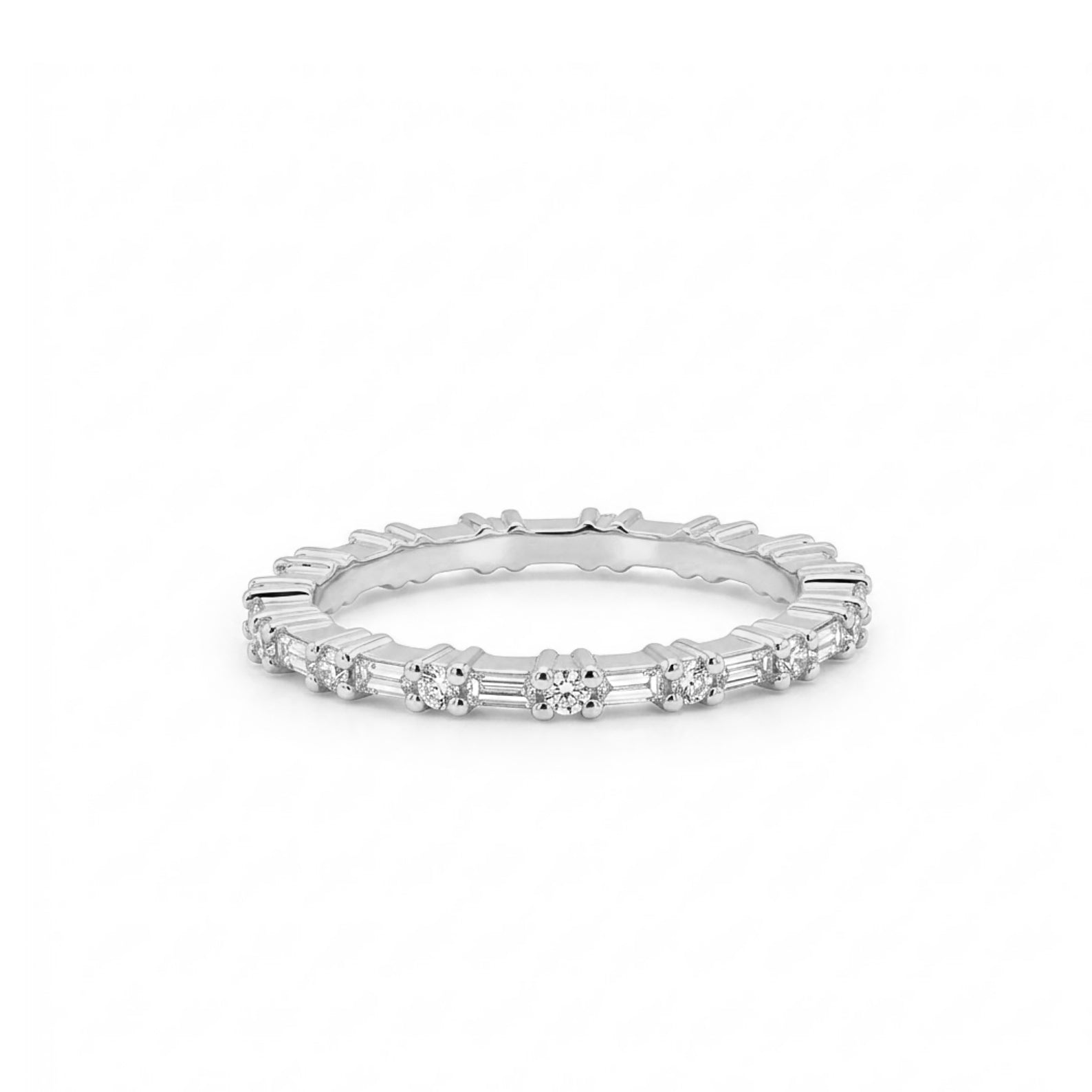 14K Gold Full Eternity Diamond Ring / Baguette Wedding Band