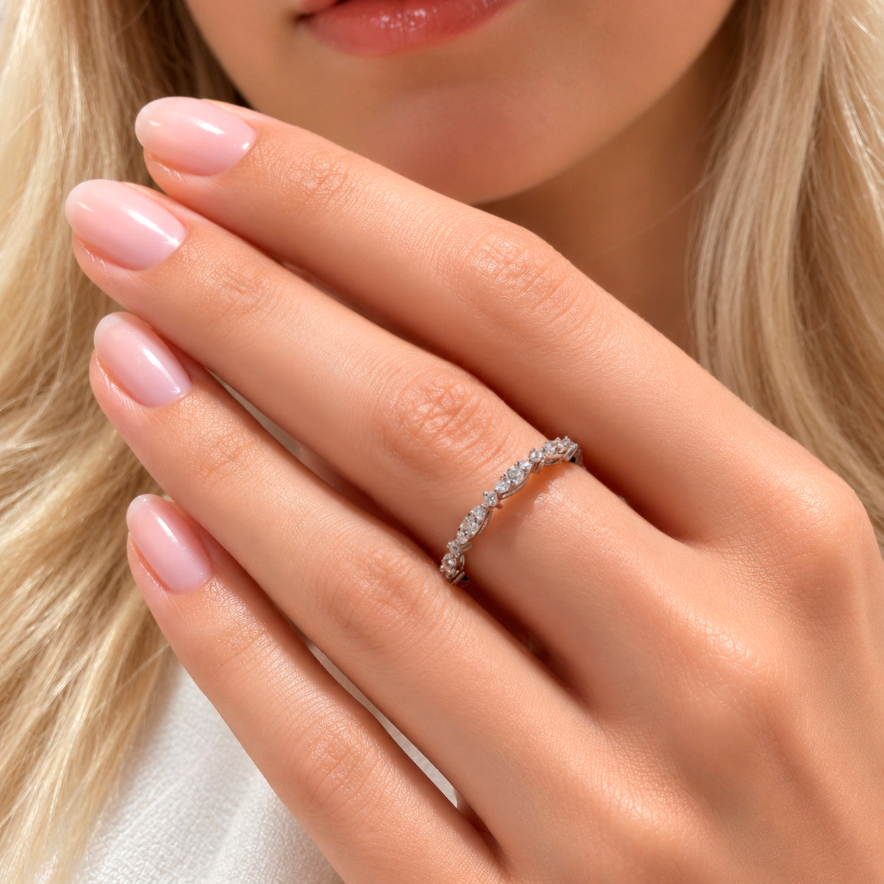 14K Gold Marquise Diamond Band