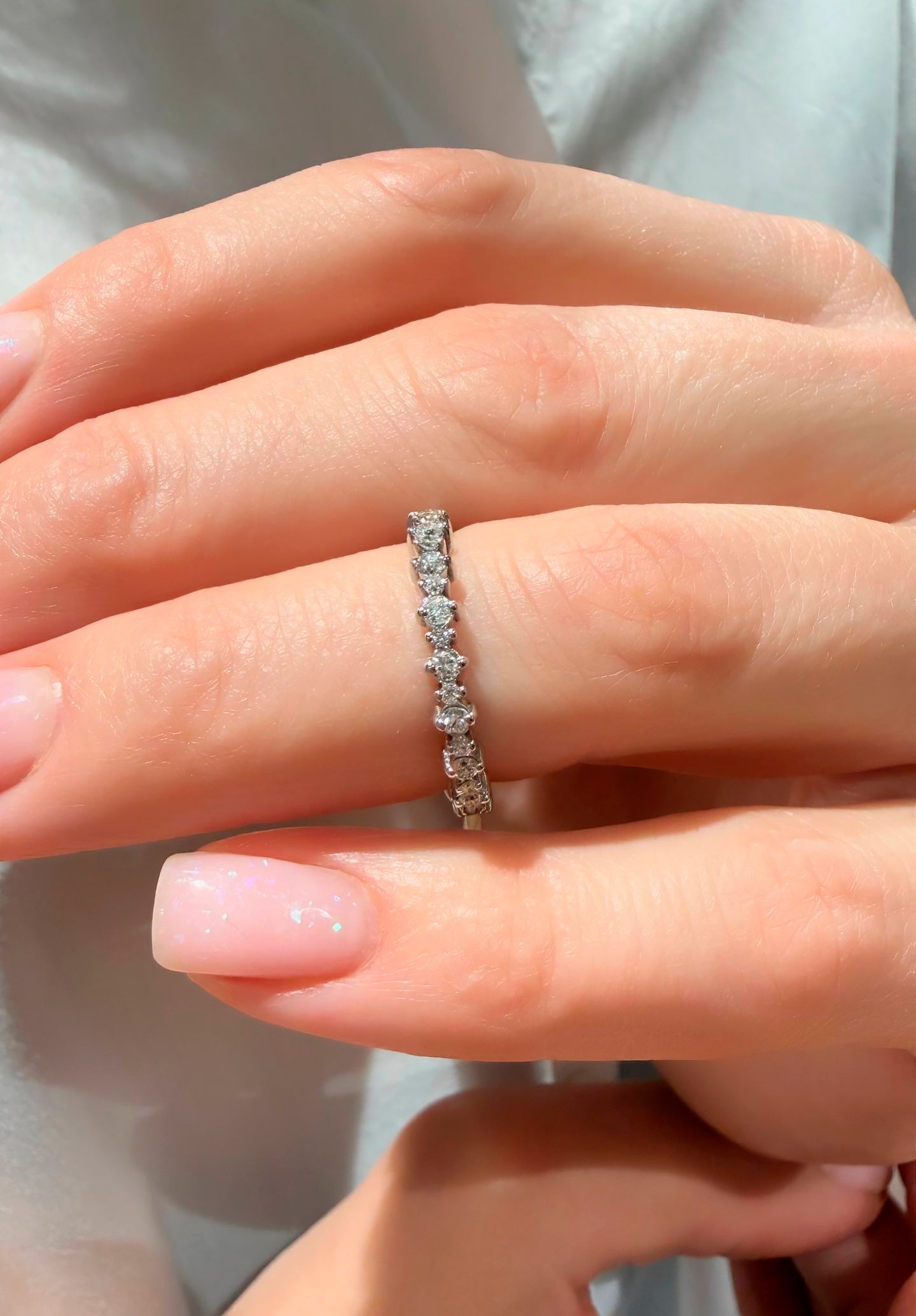 Full Eternity Two Prong Band, Matching Ring, Diamond Wedding Band, 0,60 Carat Eternity Ring