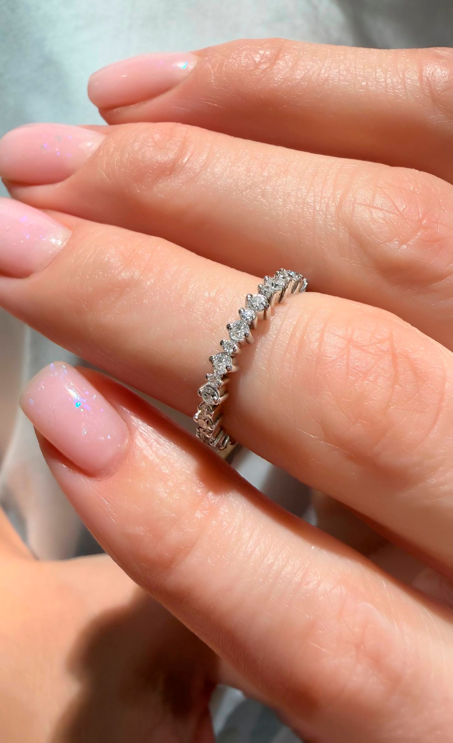 Full Eternity Two Prong Band, Matching Ring, Diamond Wedding Band, 0,60 Carat Eternity Ring