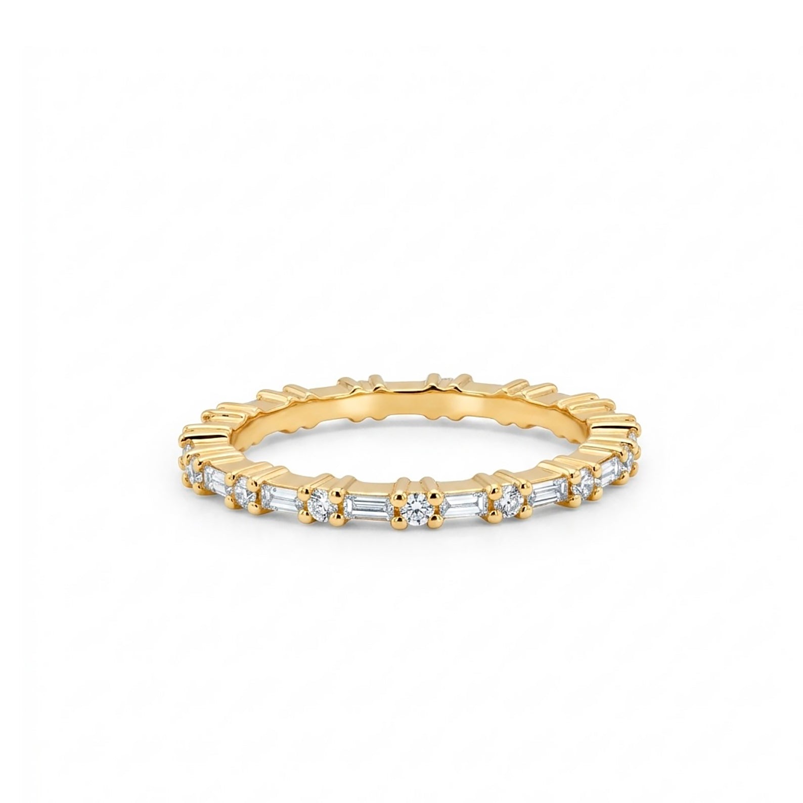 14K Gold Full Eternity Diamond Ring / Baguette Wedding Band