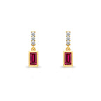14K Gold Ruby Baguette Earrings
