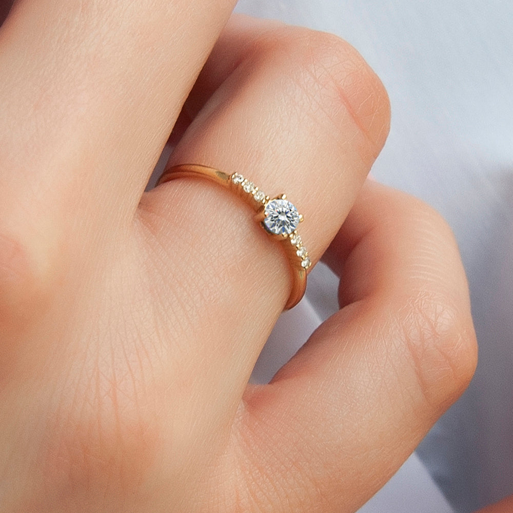 14K Gold White Sapphire Engagement Ring