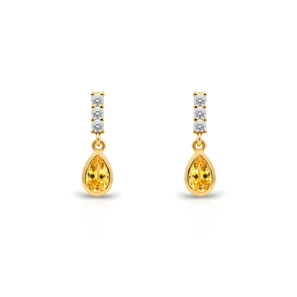 14K Gold Citrine Teardrop Earrings